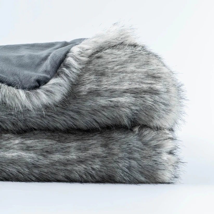 Luxury Faux Fur Throw Blanket Slate