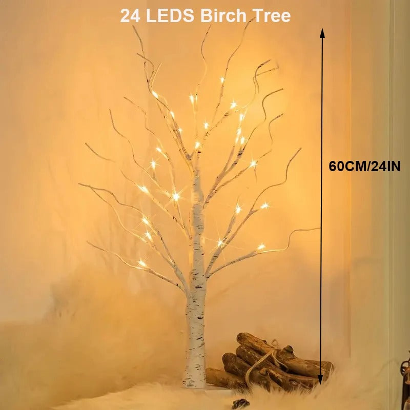 Beautiful Birch Tree Table Lamp, Battery-Powered