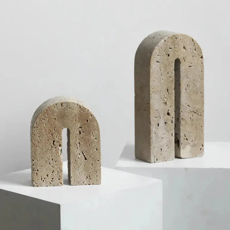 Vintage Travertine  Bookends