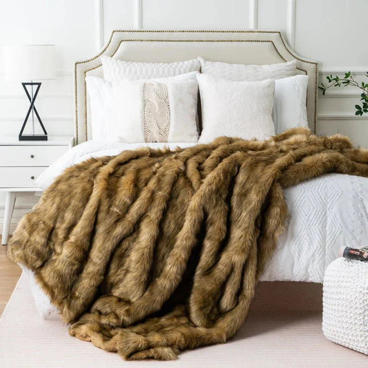 Faux Fur Luxury Blanket Ocher