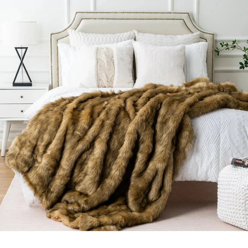 Faux Fur Luxury Blanket Ocher