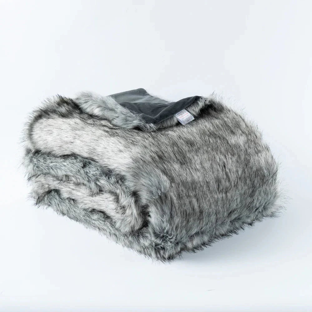 Luxury Faux Fur Throw Blanket Slate